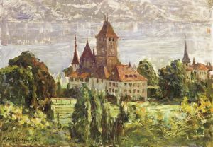 Contemporary Oil Painting - Sunny Bay of Spiez